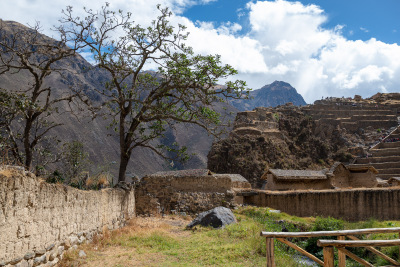 View of Temple Hill near the lower fountains of Ollantaytambo