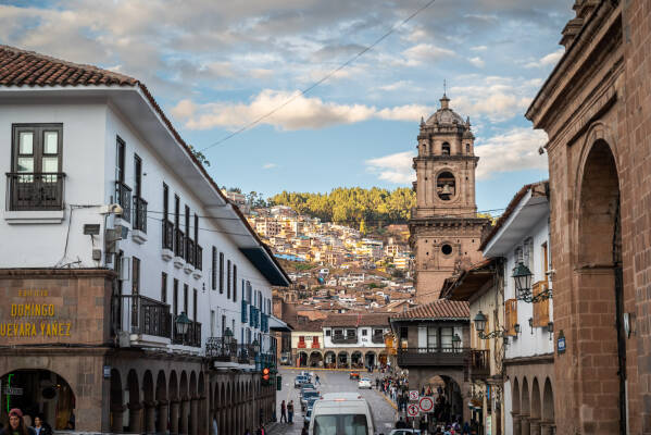 Street view toward the historic center of Cusco