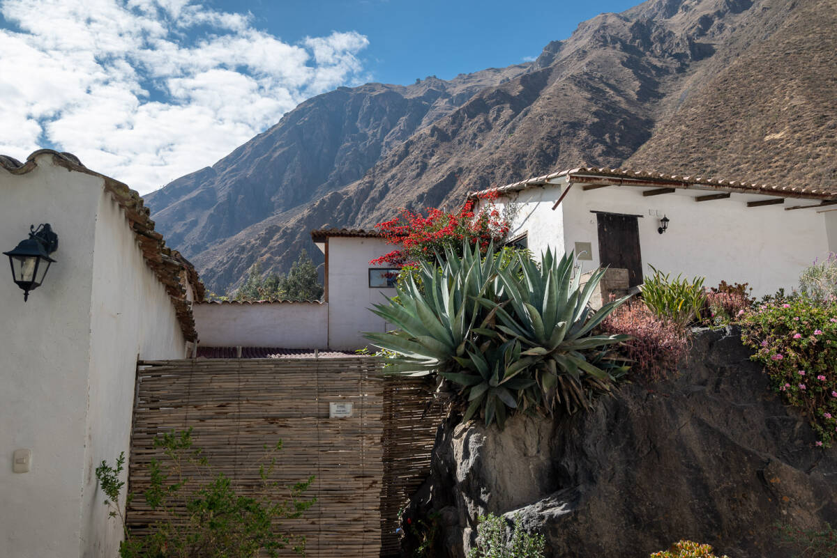 View of the mountains from El Albergue Hotel in Ollantaytambo, Peru