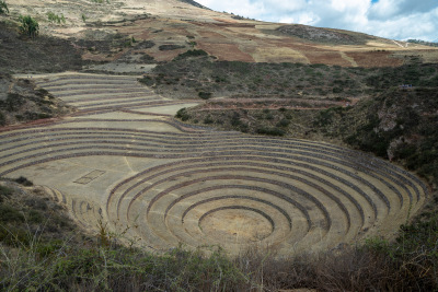 Largest of three circular terraces at the Incan agricultural laboratory at Moray