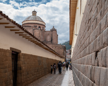 Original Incan foundations can be seen in an alley near Plaza de Armas in Cusco.