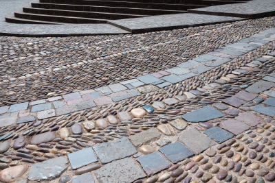 Intricate stonework paves the streets of central Cusco