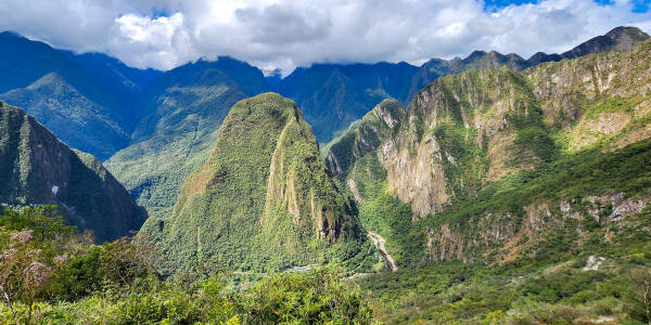 Lush green mountain across across the river from Machu Picchu