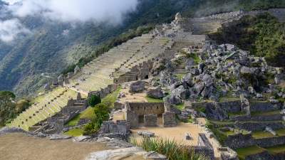 Cultivation terraces at Machu Picchu face the morning sun.